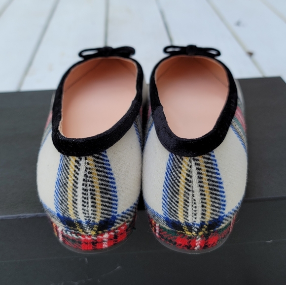 🆕️ J Crew Pointed Bow Flats Snowy Tartan Plaid - Picture 5 of 7